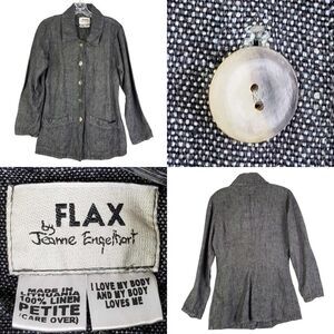 Flax Shirt Linen Oversized Button Up Women’s Petite Jacket Lagenlook Pockets